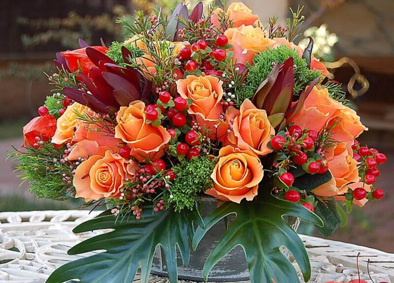 Orange Rose Bouquet — Festive