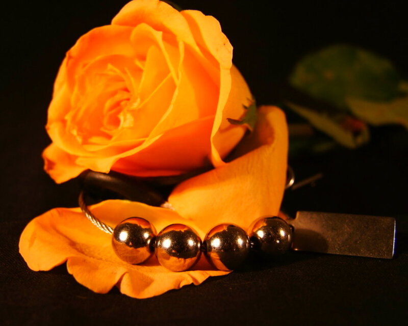 Orange Rose with Beads — Dramatic
