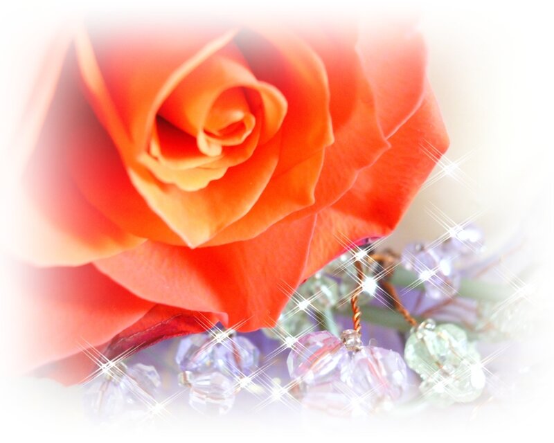 Orange Rose with Beads