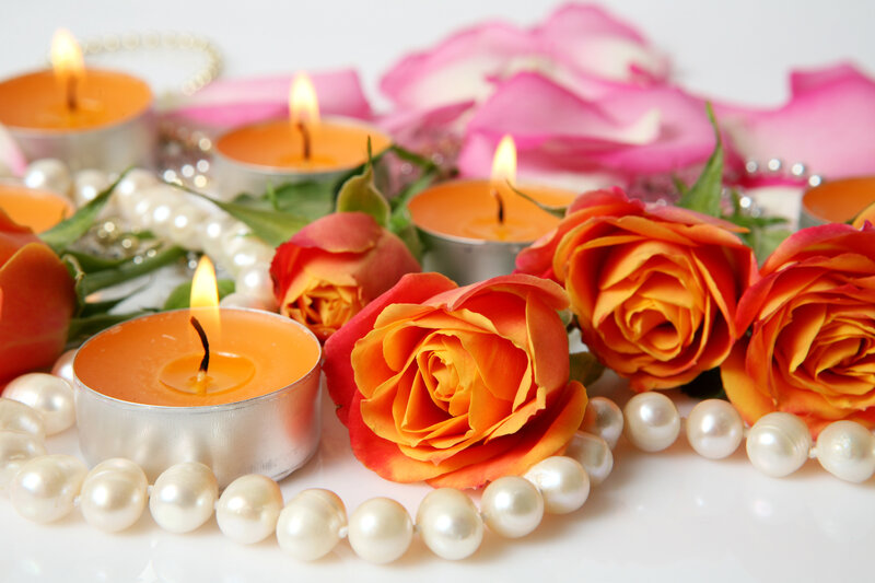 Orange Roses and Candles