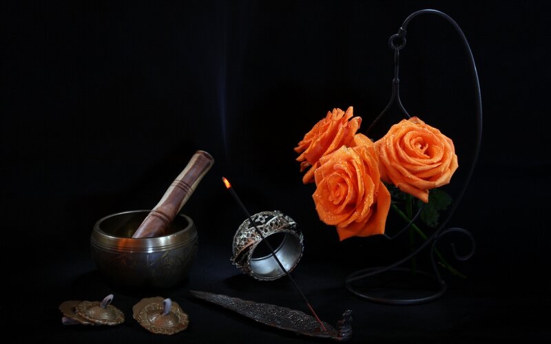 Orange Roses and Incense