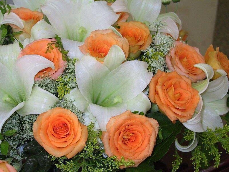 Orange Roses and Lilies