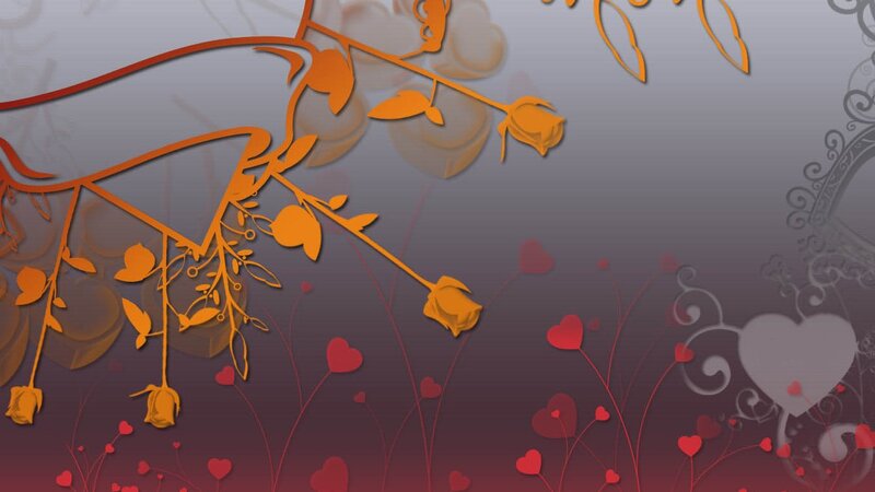 orange roses and red hearts