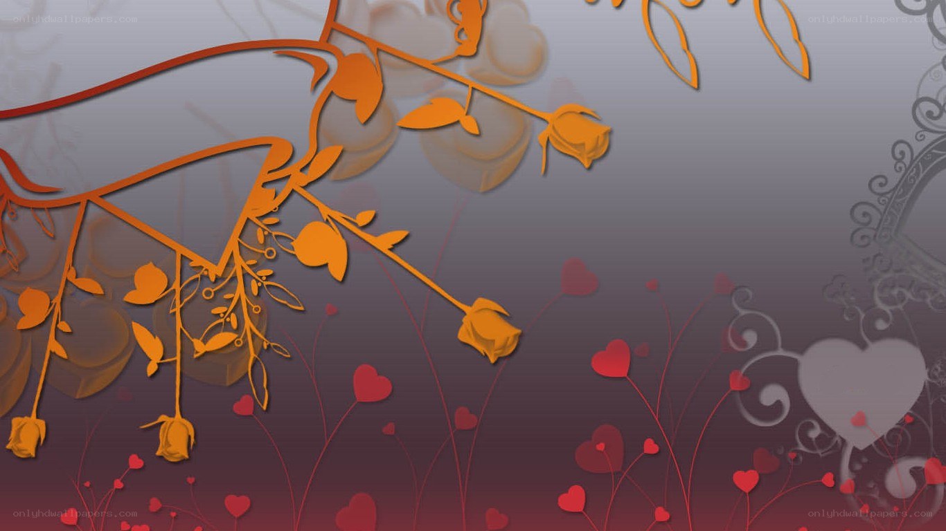 orange roses and red hearts