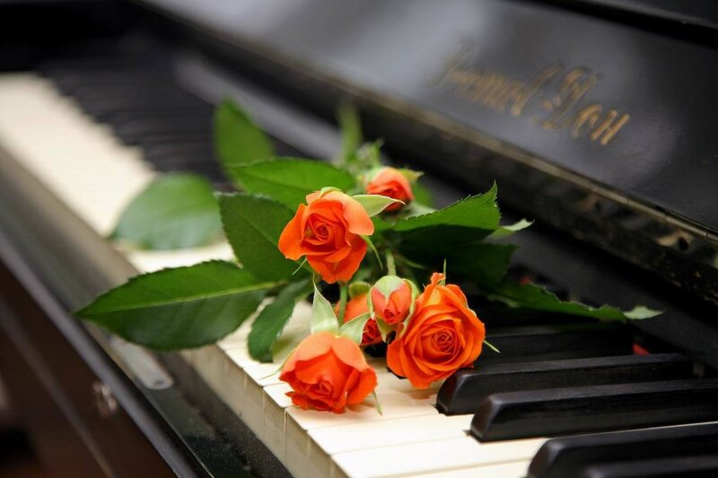 Orange Roses on Piano