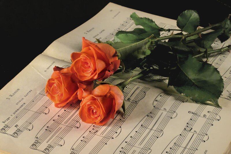 Orange Roses on Sheet Music