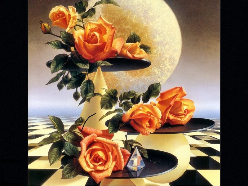 Orange Roses on Tiered Stands