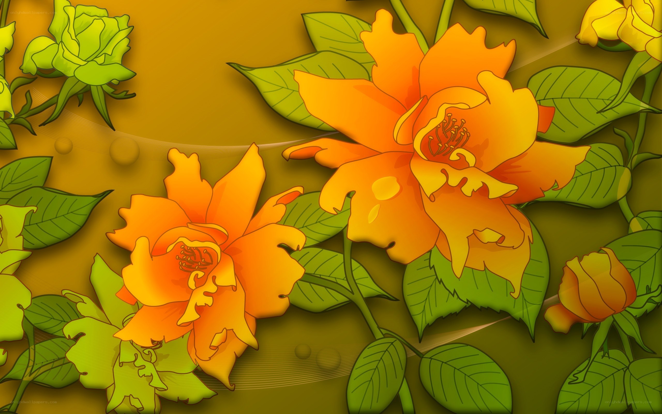 orange roses with green leaves