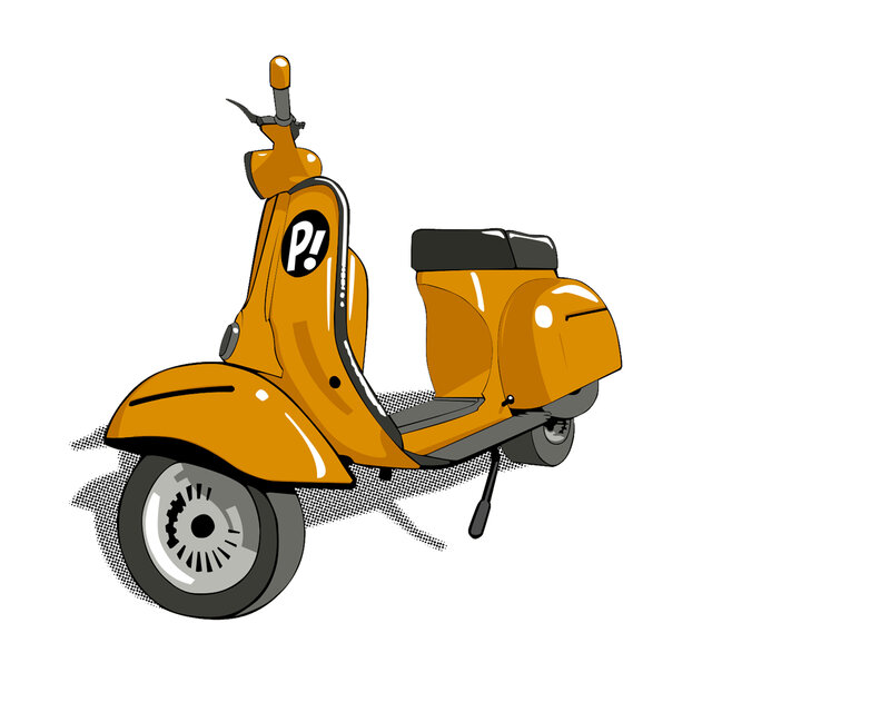 orange scooter illustration