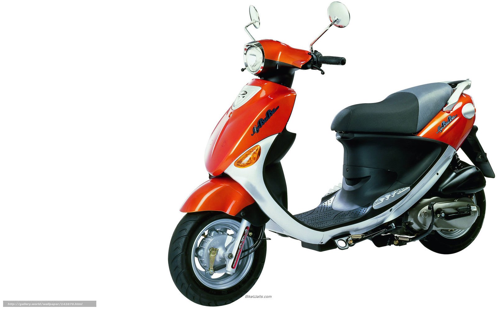 orange scooter on white background