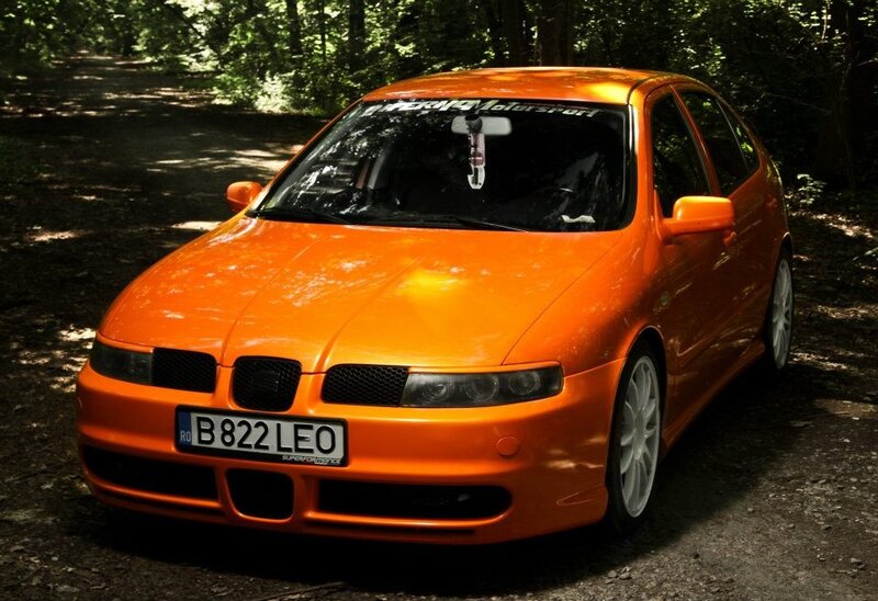 Orange SEAT Leon in forest
