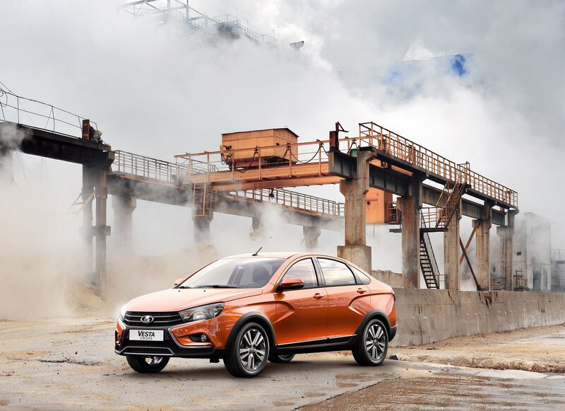 Orange Sedan Car — Dramatic, Photograph