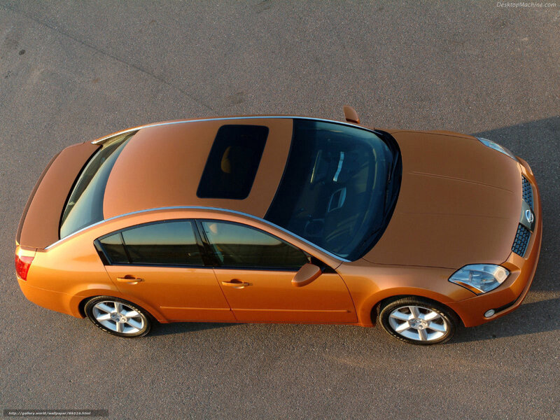 orange sedan from above