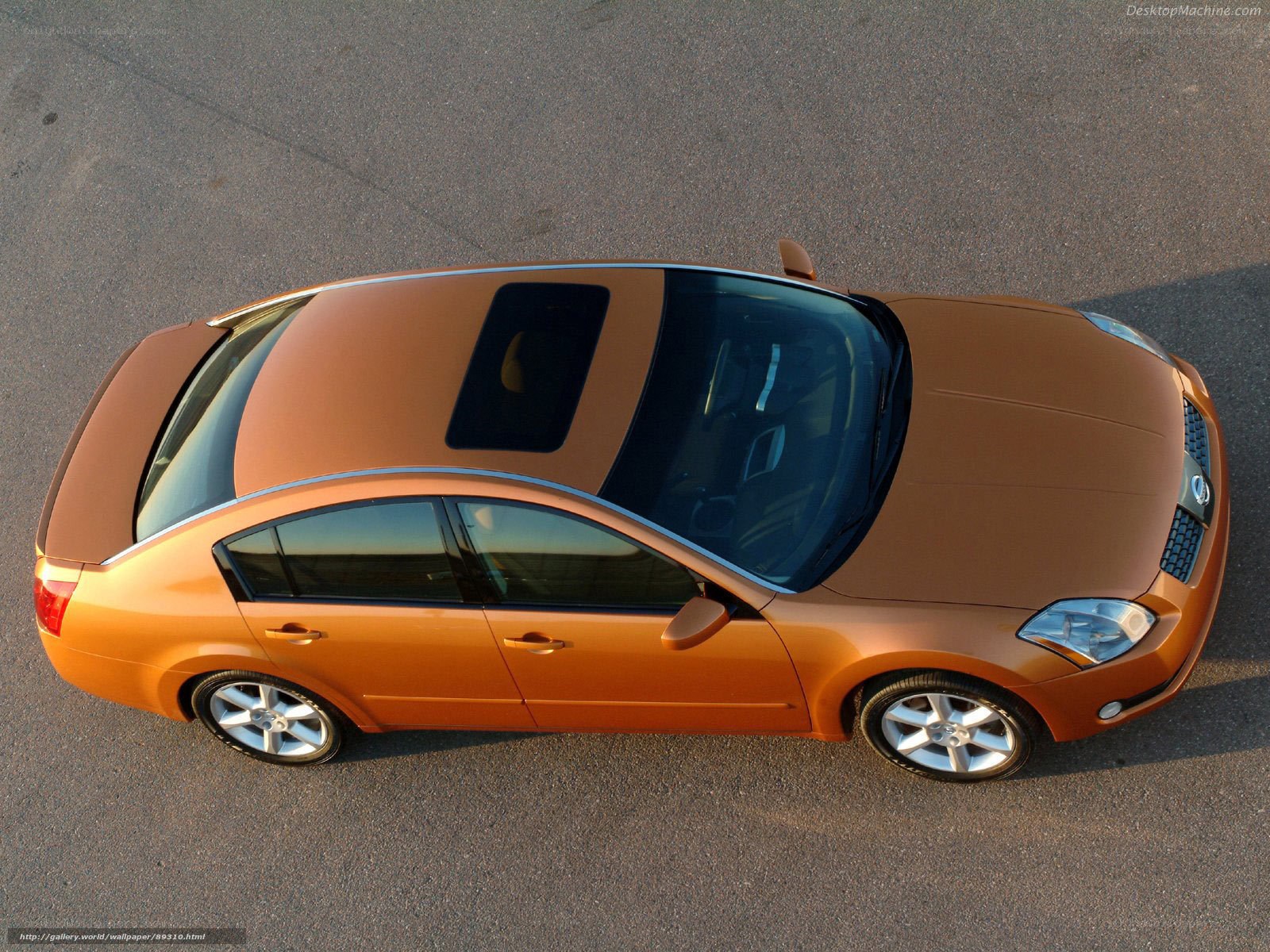 orange sedan from above