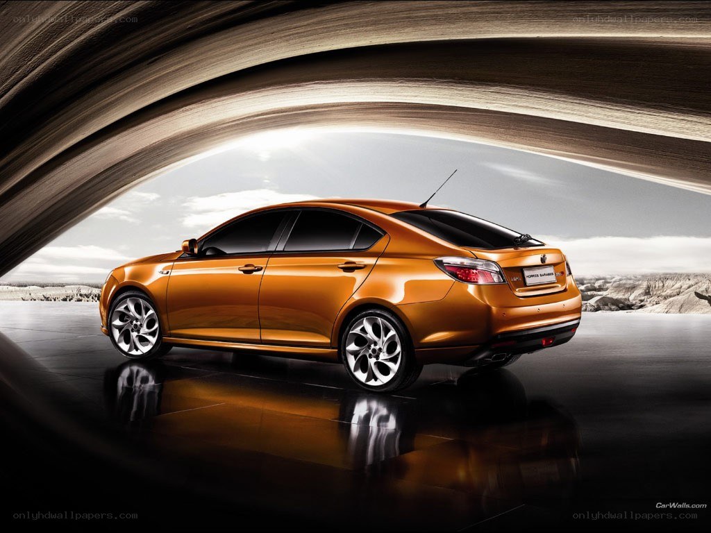 Orange sedan in tunnel