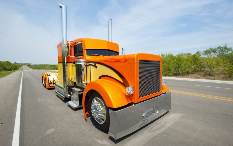Orange Semi-truck — Bright