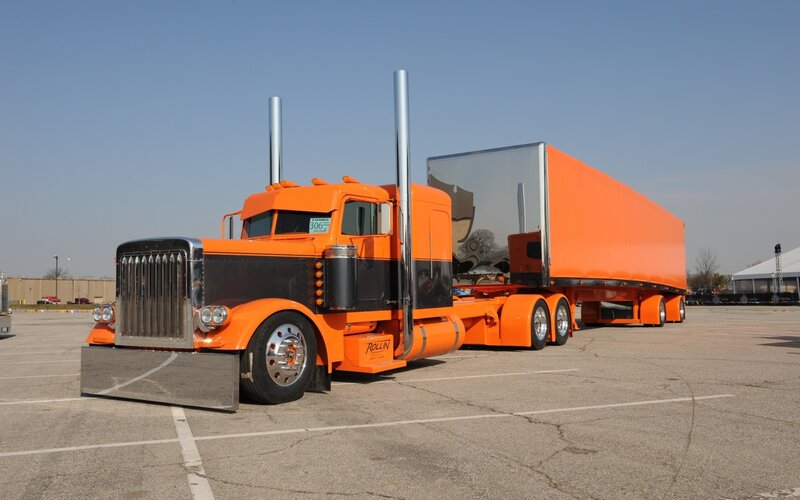 Orange Semi-truck — Calm, Afternoon