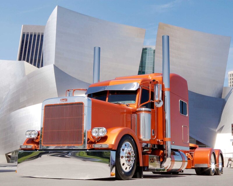 Orange Semi-truck — Dramatic, Afternoon
