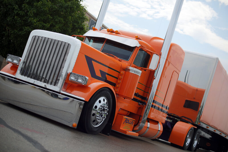 Orange Semi-truck — Dramatic