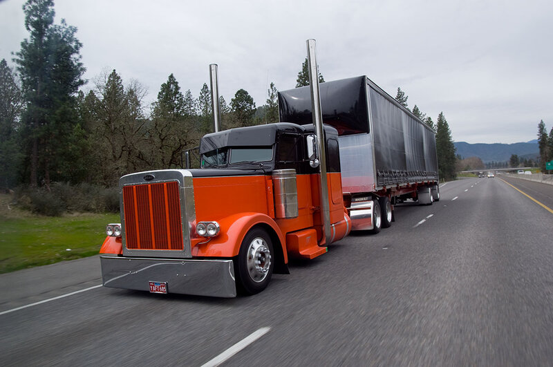 Orange Semi-truck — Dynamic
