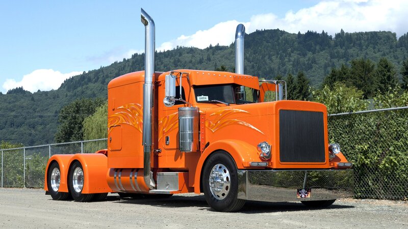 Orange Semi-truck — Outdoor, Afternoon