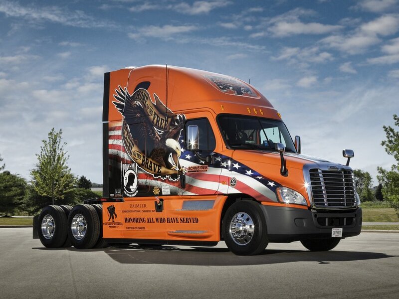 Orange Semi-truck — Patriotic