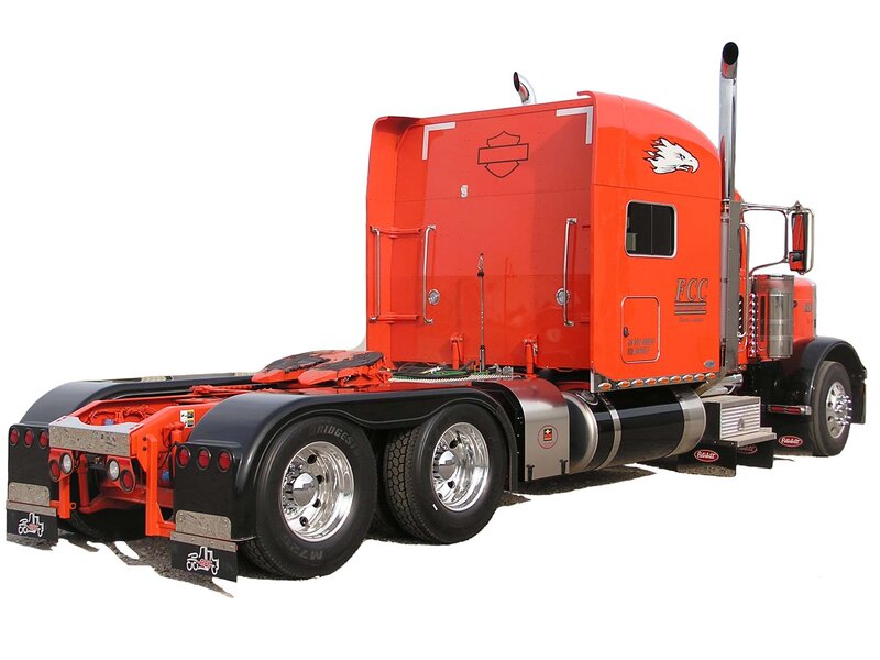 Orange Semi-truck — Red
