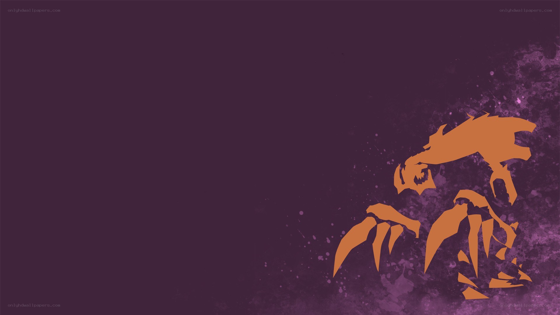 orange silhouette on purple background