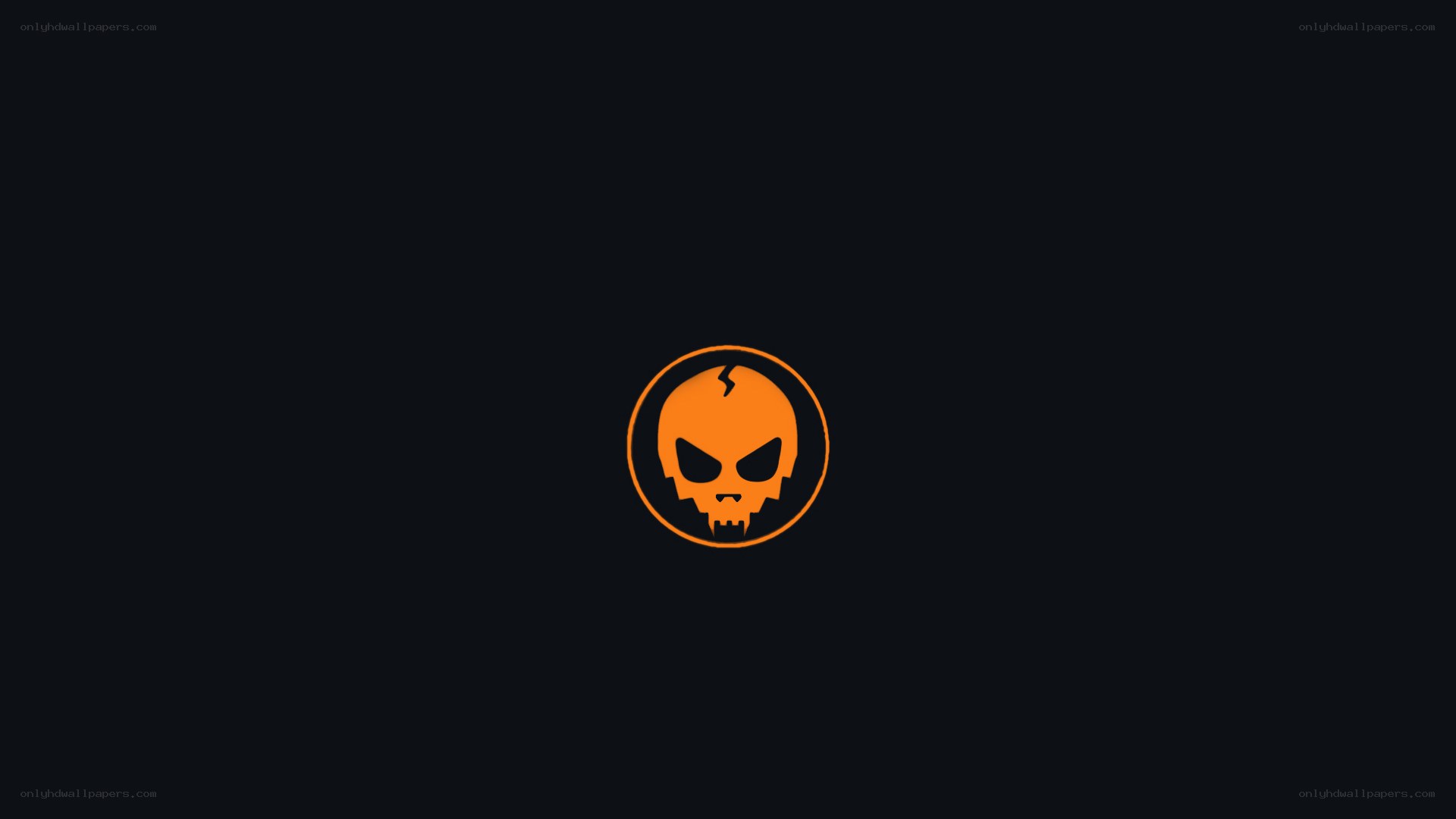 orange skull logo on black