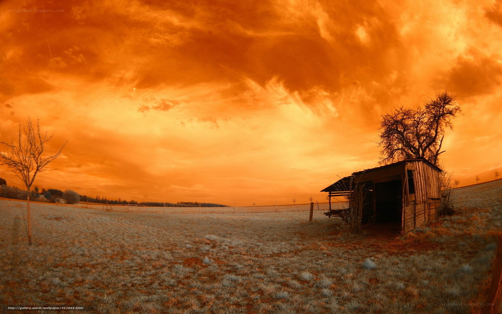 Orange Sky Over a Barn