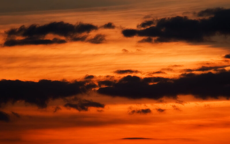 Orange Sky with Clouds — Dramatic, Sunset