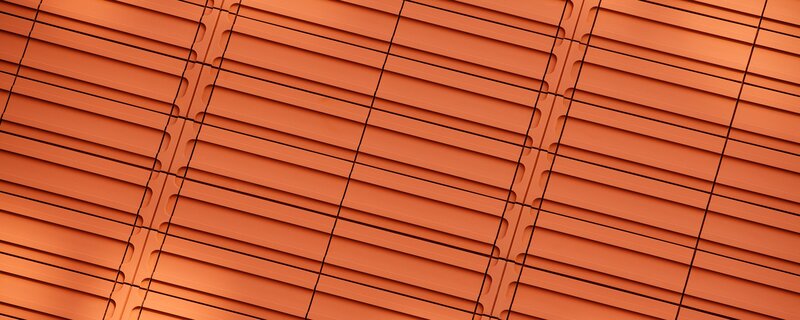 orange slatted architectural surface