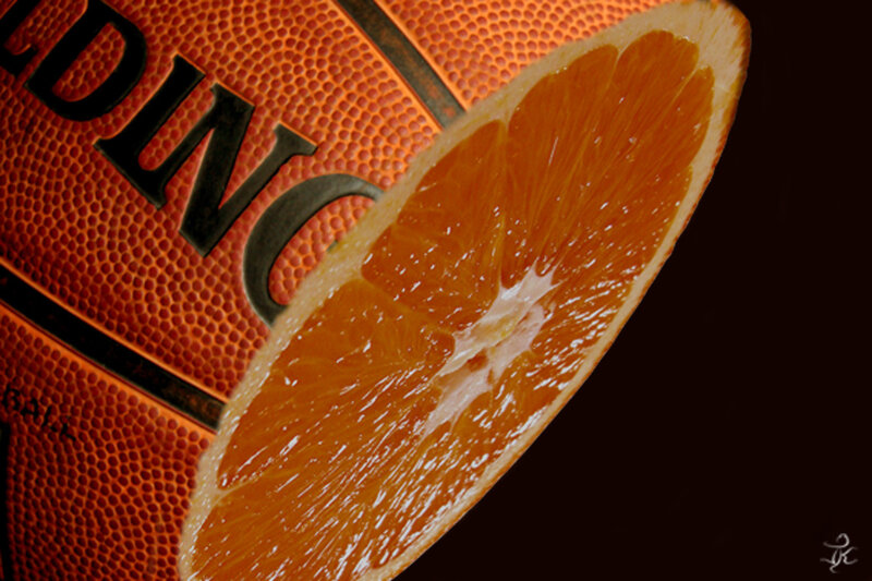 Orange slice and basketball