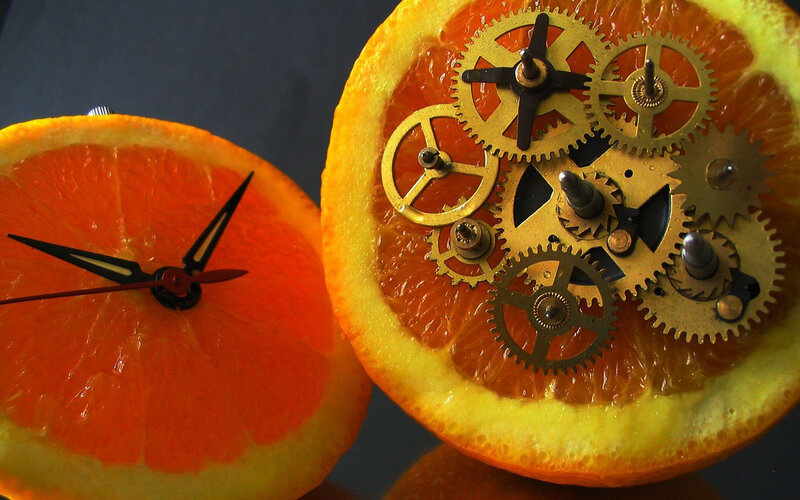 orange slice clock art