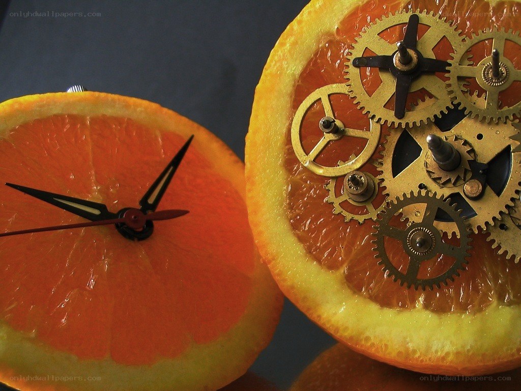 orange slice clocks with gears