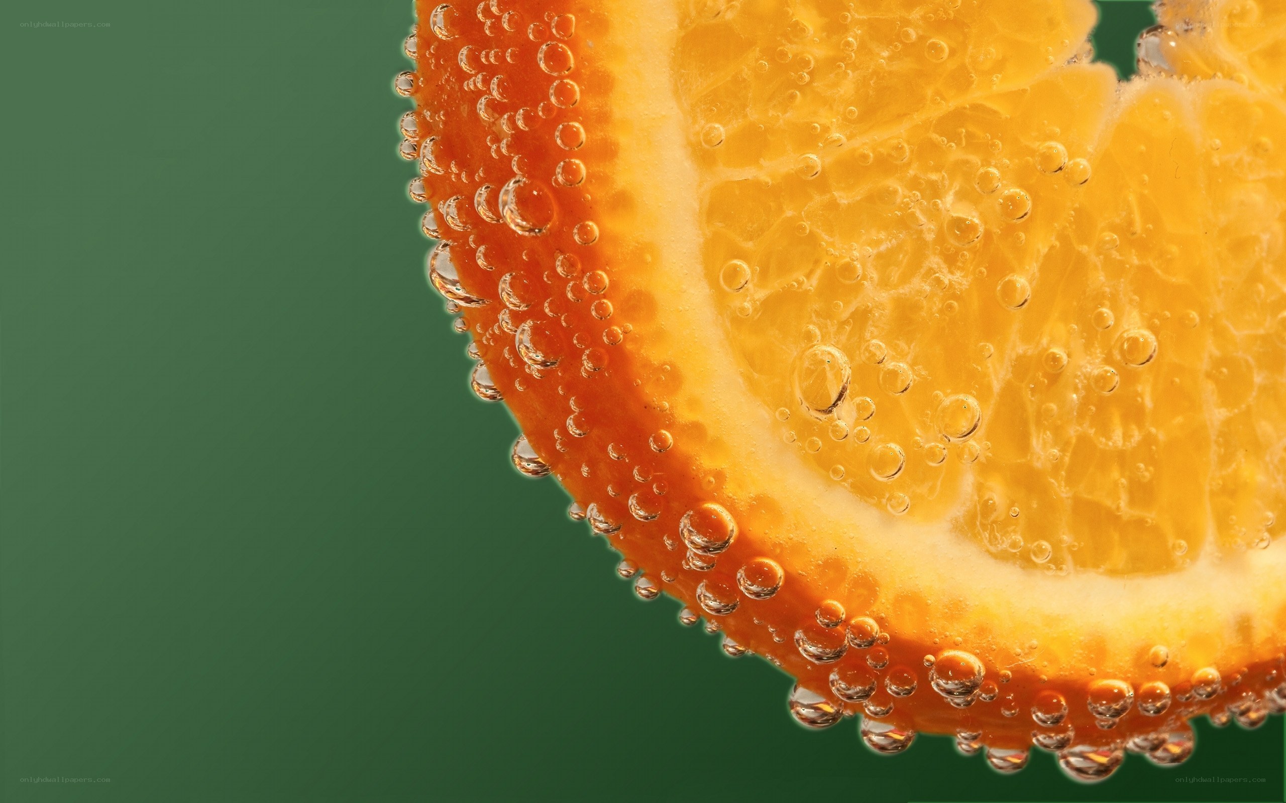 orange slice in carbonated water