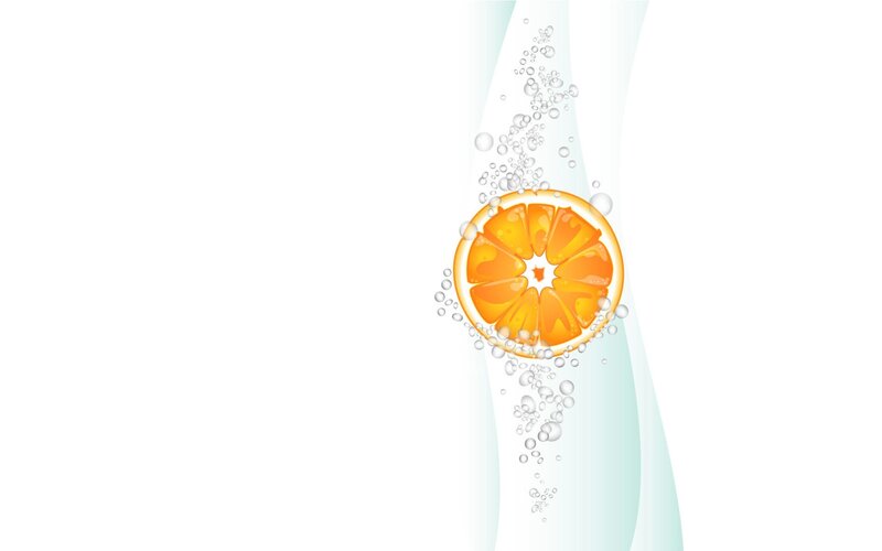 orange slice in sparkling water