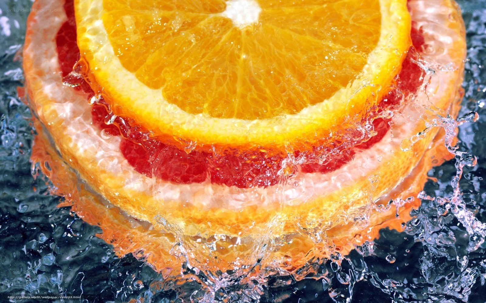 Orange slice in water splash