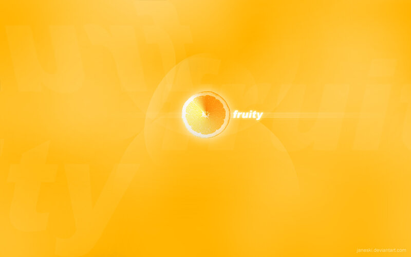 orange slice with fruity text