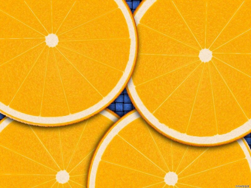 Orange slices on blue background