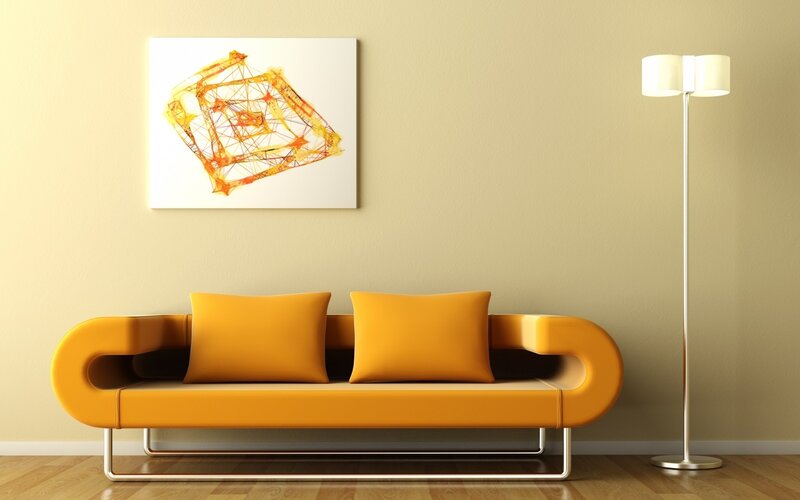 Orange Sofa in Living Room — Yellow, Calm