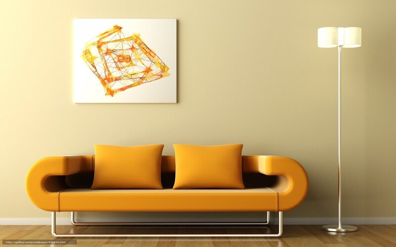 Orange Sofa in Living Room — Yellow