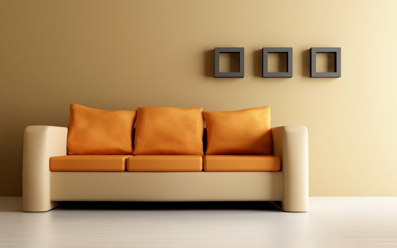 orange sofa in modern living room