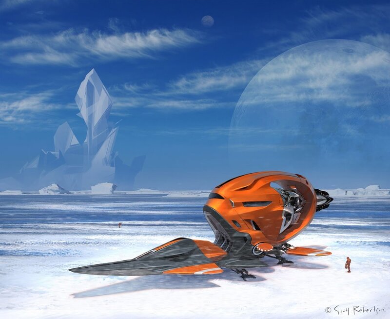 Orange Spacecraft on Ice
