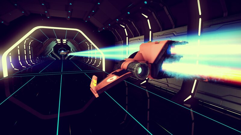 Orange Spaceship in Tunnel