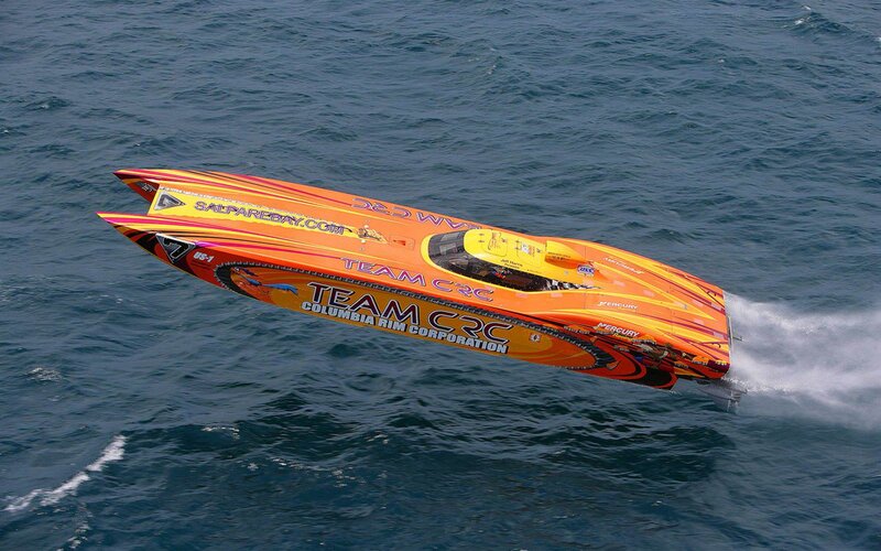 Orange Speedboat on Water — Dynamic