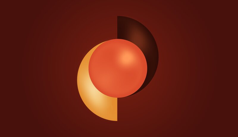 Orange Sphere and Crescent