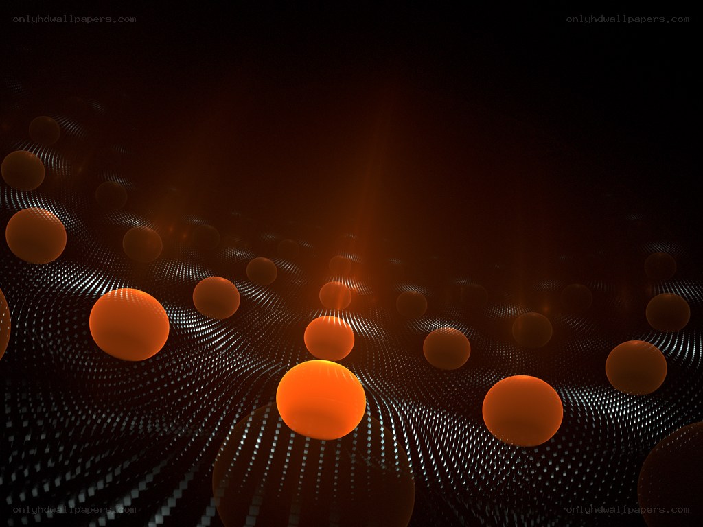 orange spheres on dark grid