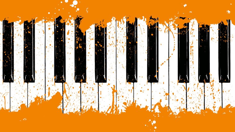 orange splatter piano keys