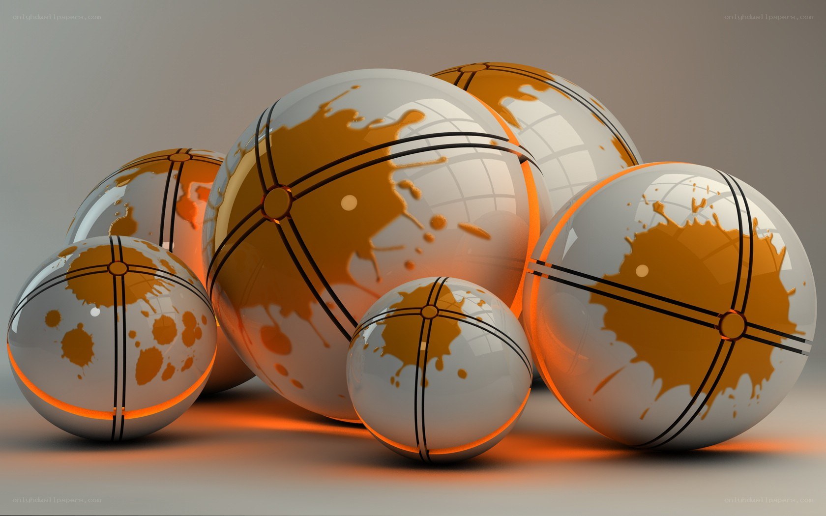 orange-splattered spheres